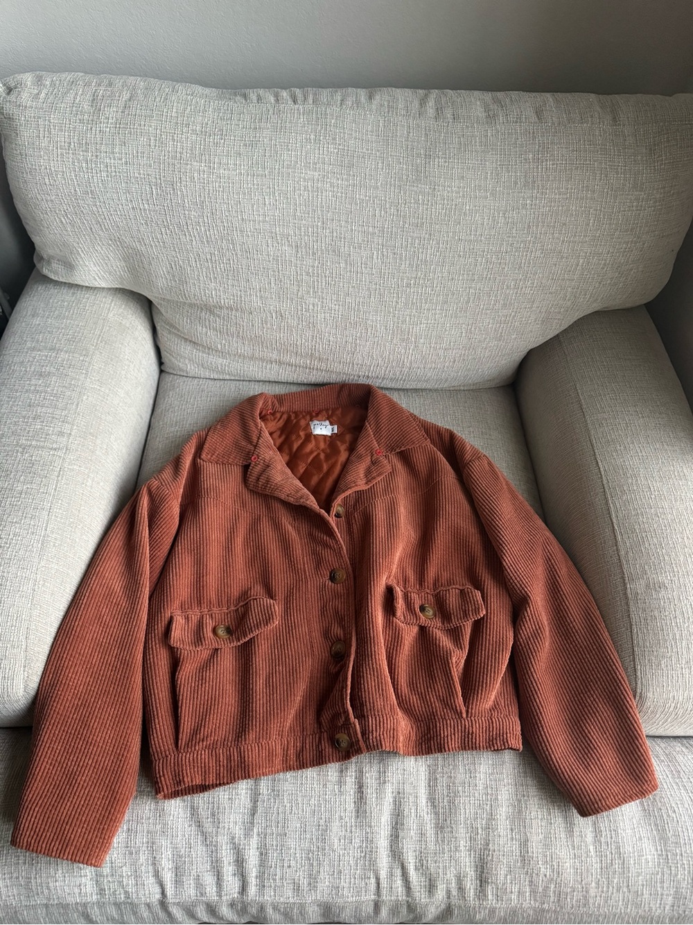Princess Polly Rust Corduroy Button-Front slightly cropped Jacket